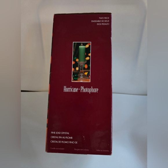 2 Piece Fine Lead Crystal Hurricane Lamp - Picture 2 of 2